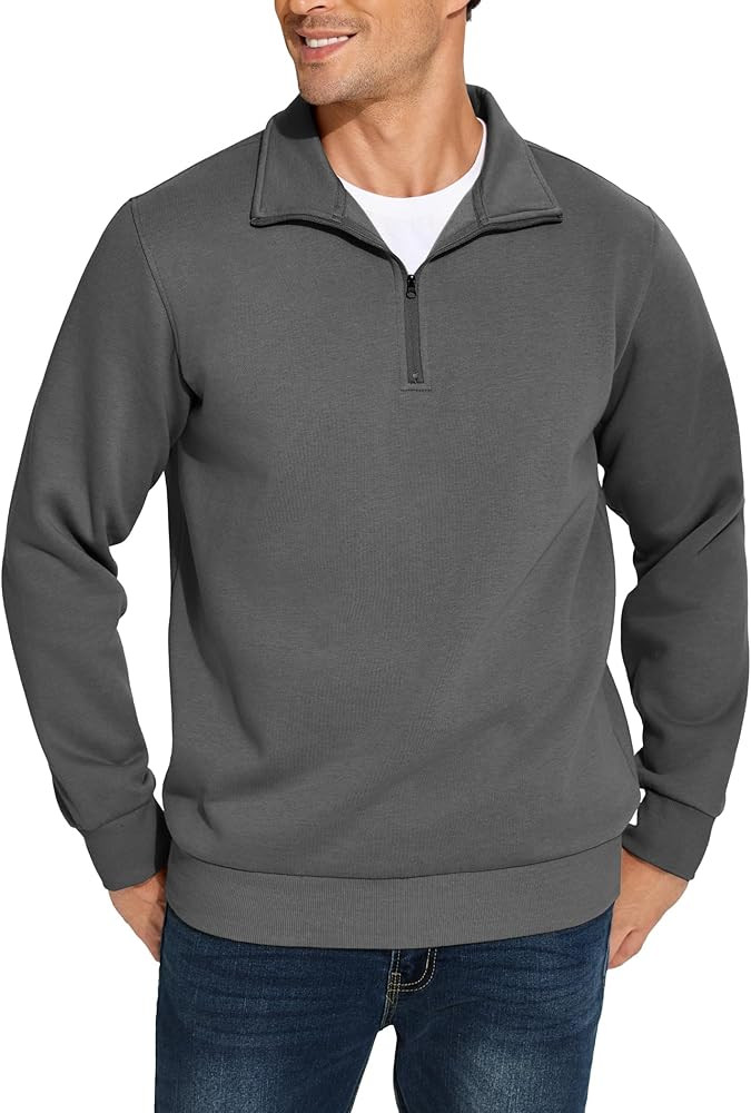 PINSPARK Men's Quarter Zip Pullover Sweatshirts Mock Neck Casual Long Sleeve Fall Winter Warm Fle... | Amazon (US)