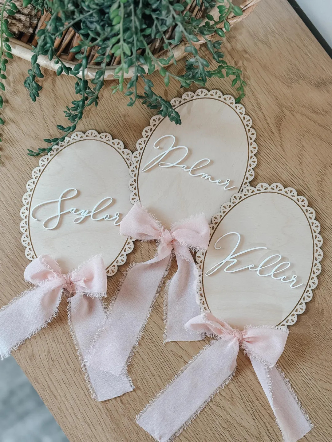 Personalized Baby Name Sign – Wooden Newborn Photo Prop & Keepsake | Vintage Bow Oval Sign | Ba... | Etsy (US)