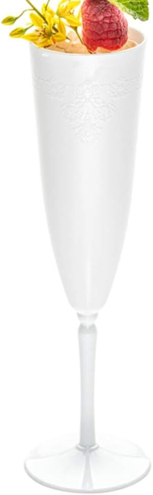 Restaurantware 4 Ounce Plastic Champagne Flutes 20 Tall Mimosa Glasses - Disposable Lace Detail W... | Amazon (US)