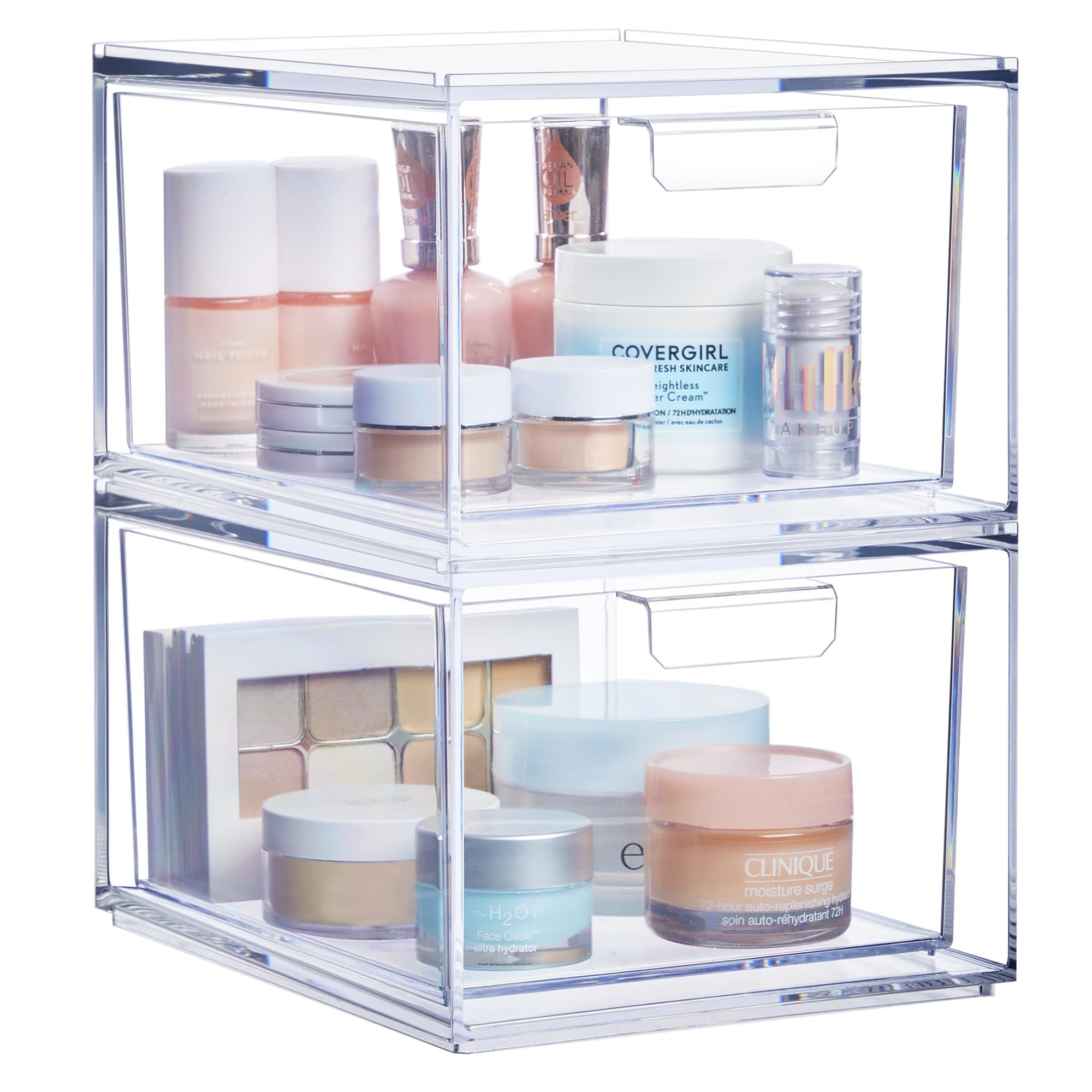 STORi Audrey Stackable Clear Bin Plastic Organizer Drawers | 2 Piece Set | Organize Cosmetics and... | Amazon (US)