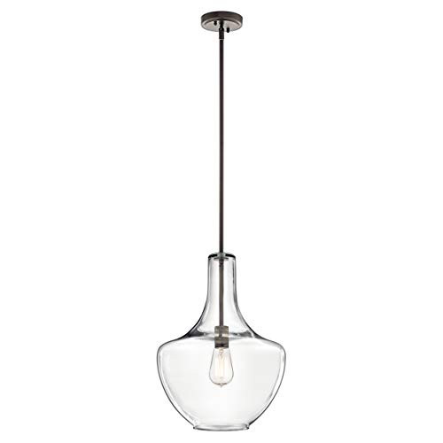 Kichler Everly 19.75" 1 Light Bell Pendant Clear Glass Olde Bronze® | Amazon (US)
