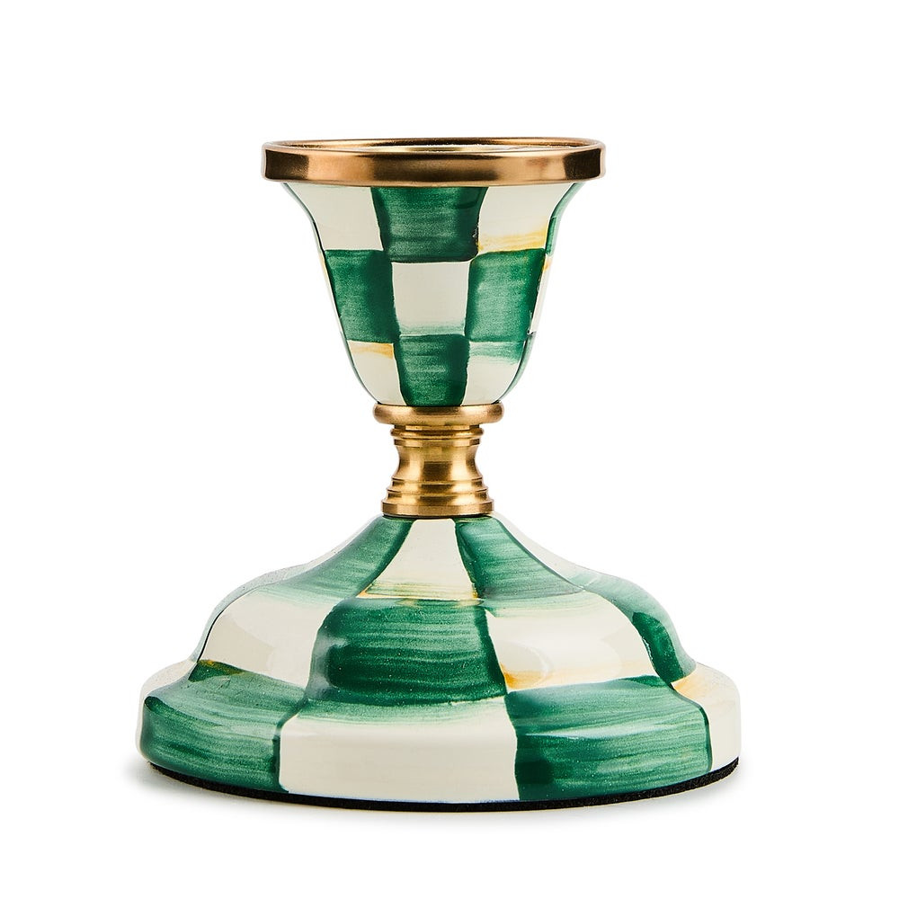 Emerald Check Short Candlestick | MacKenzie-Childs