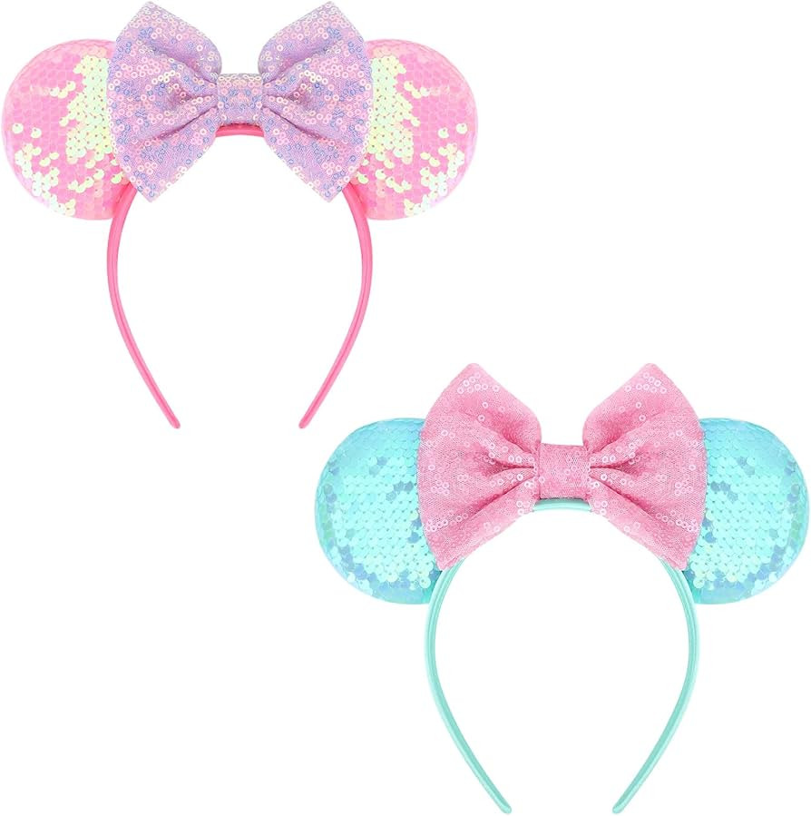DRESHOW Mouse Ears Bow Headbands Glitter Party Decoration Cosplay Costume for Girls & Women | Amazon (US)
