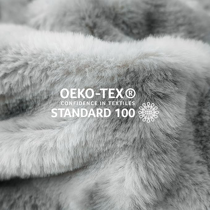 Soft Fuzzy Faux Fur Throw Blanket in Grey – Cozy, Fluffy, Plush Fleece Blanket, Furry, Shaggy B... | Amazon (US)