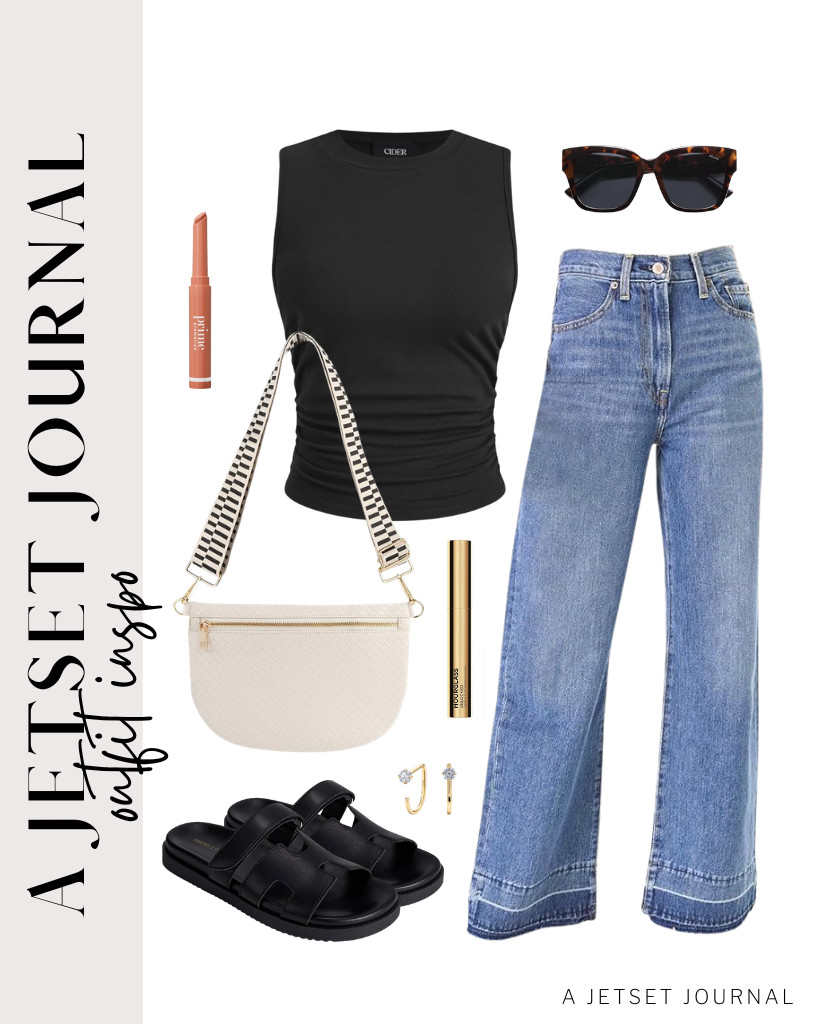 For casual events, our last outfit is both laid-back and polished. The black ruched crop top and Astylish’s wide-leg jeans are perfect for these Project Cloud’s slide sandals. A woven crossbody bag, polarized square sunnies, and a defining mascara will finish the look.

#LTKSeasonal #LTKSaleAlert #LTKTravel 

 