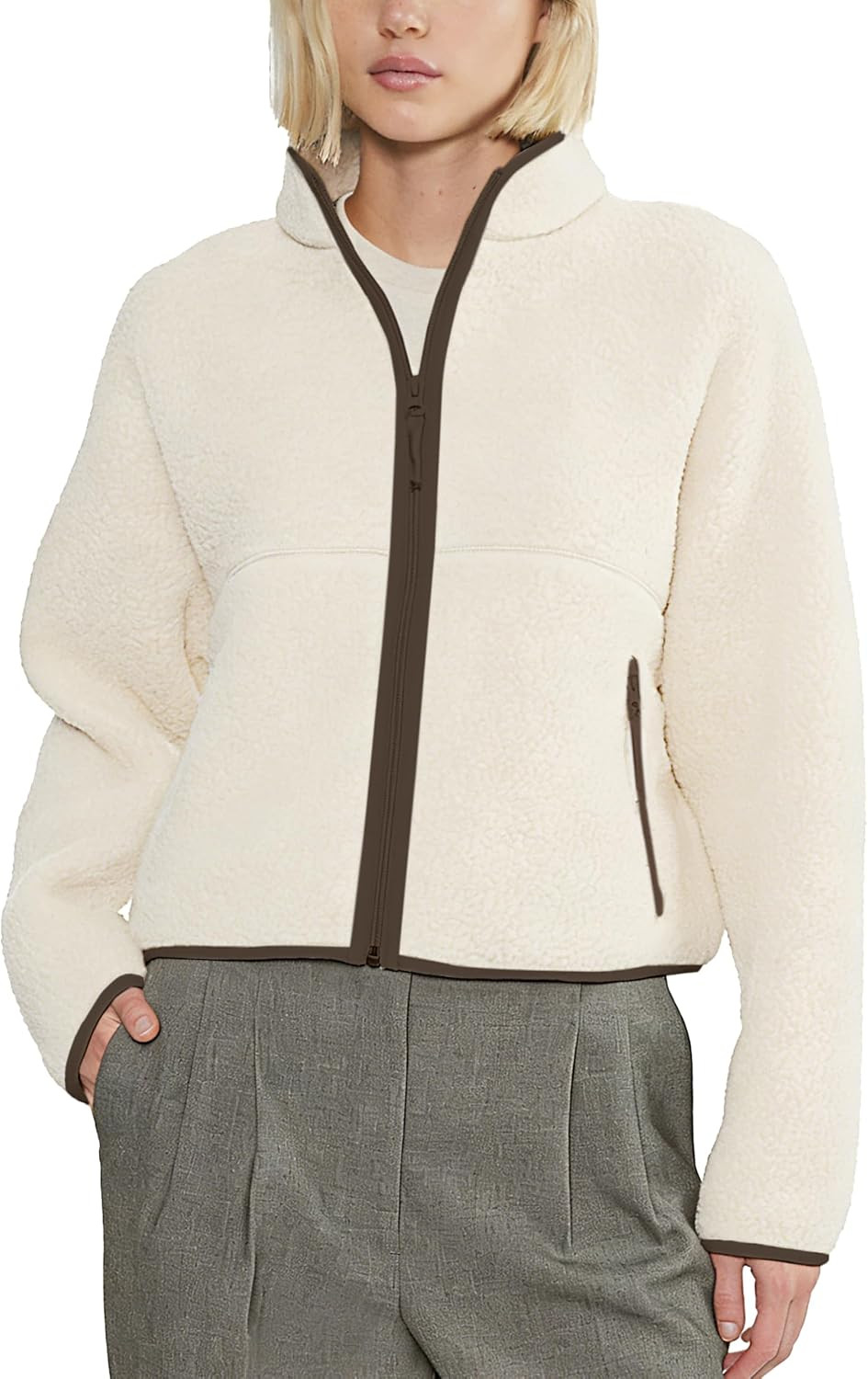 Fleece Jackets Women Zipper Fuzzy Sherpa Warm Coat | Amazon (US)