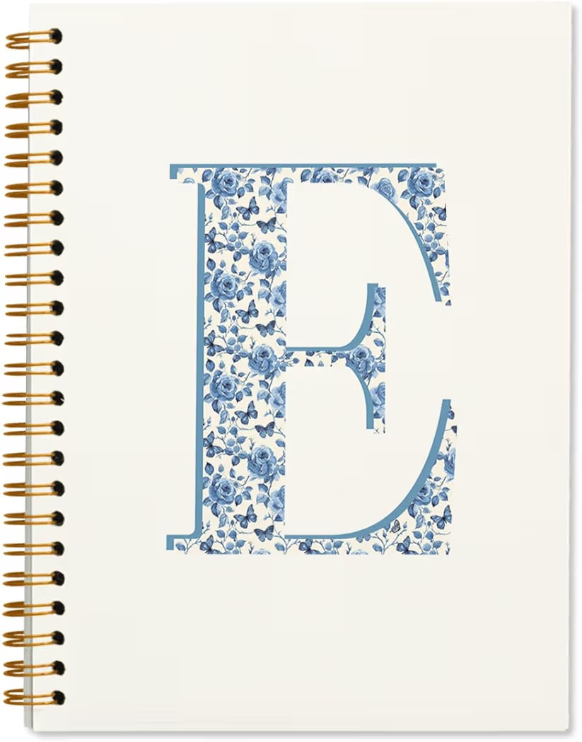 Blue Cute Initial Notebook Journals Diary Libretas Escolares E, Preppy Cute Personalized Notebook... | Amazon (US)