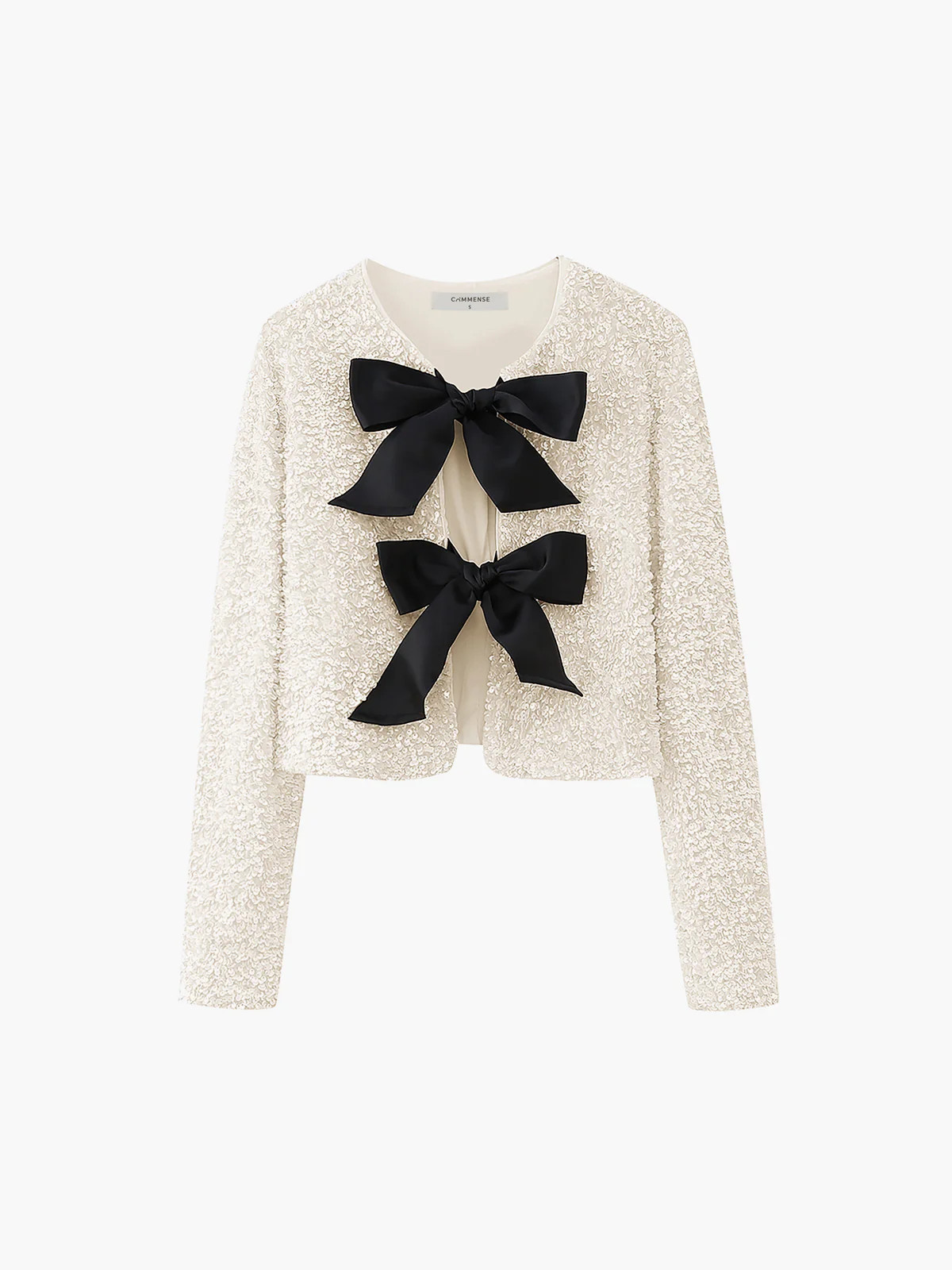 Sequined Velvet Bowknot Decor Blouse | Commense