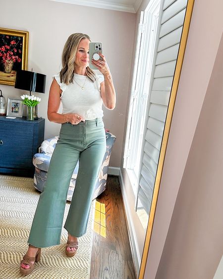 The cutest summer work outfit. These jeans are SO comfortable. They run TTS and fit live a glove. These are a 27. Use code TERILYN15 at checkout! 

My platform sandals are on sale and super comfortable. 

#LTKWorkwear #LTKSummerSales #LTKSeasonal