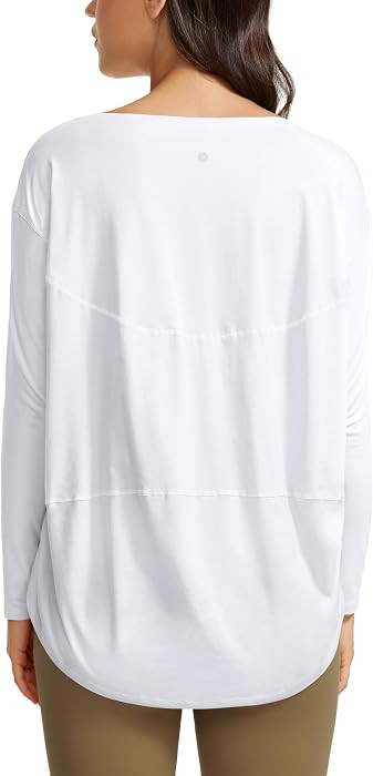 CRZ YOGA Pima Cotton Boat Neck Top | Amazon (US)