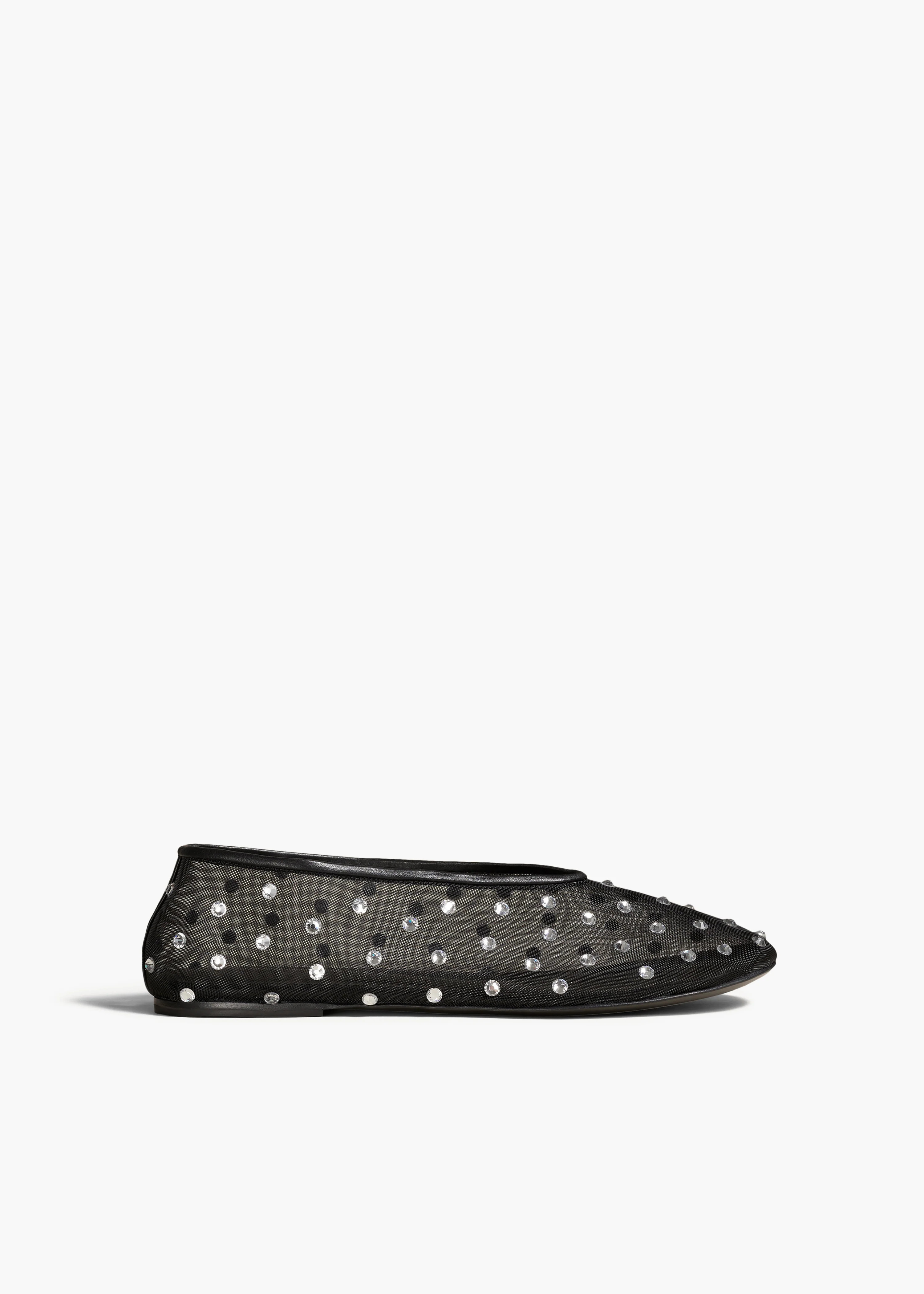 Marcy Flat in Black Mesh with Crystals | Khaite