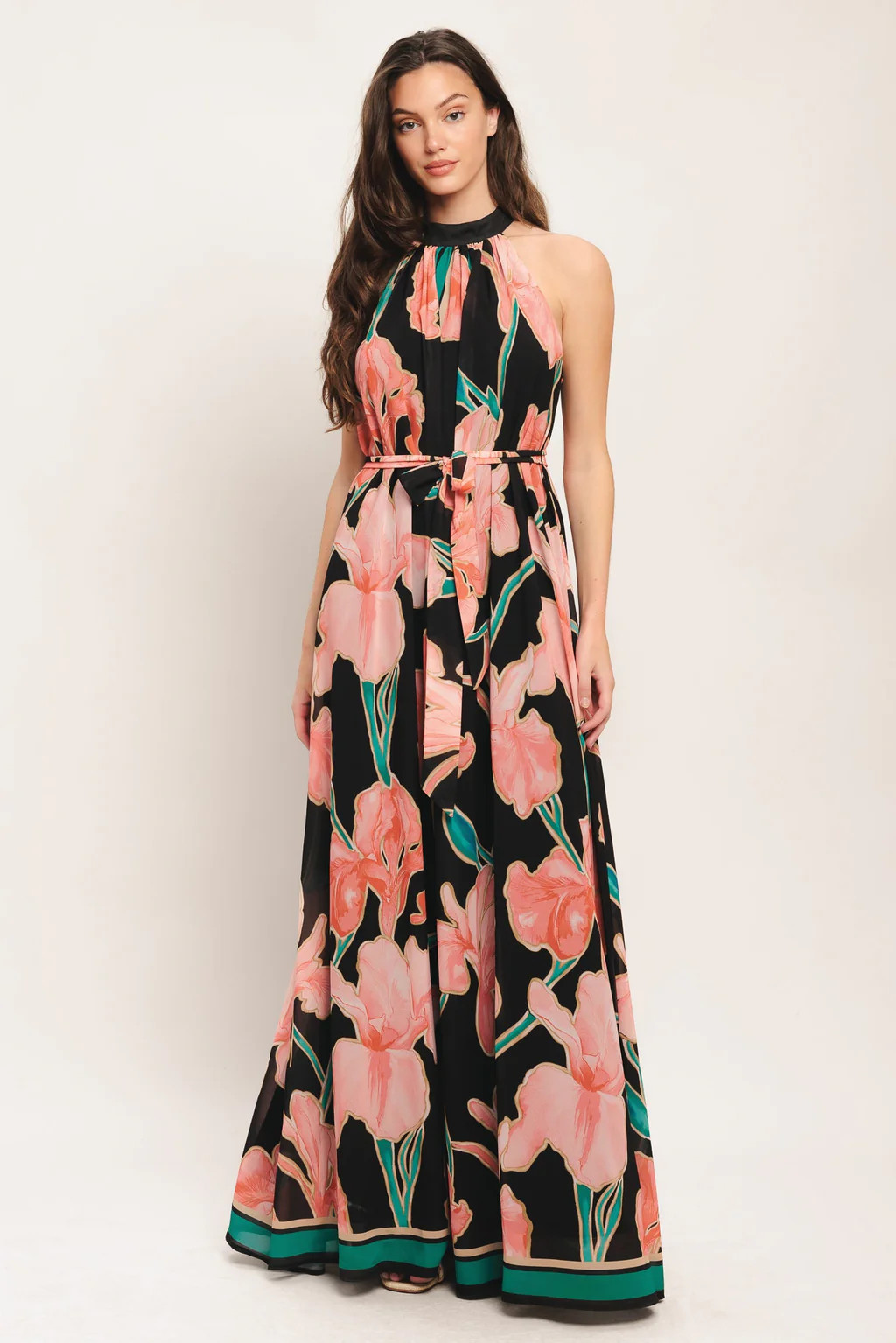 GARDEN NOIR BLACK FLORAL MAXI DRESS | Lady Black Tie