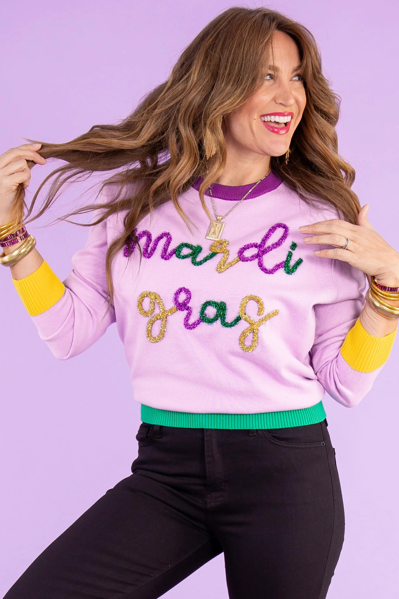 Mardi Gras Sweater | Queen Of Sparkles | The Willow Tree
