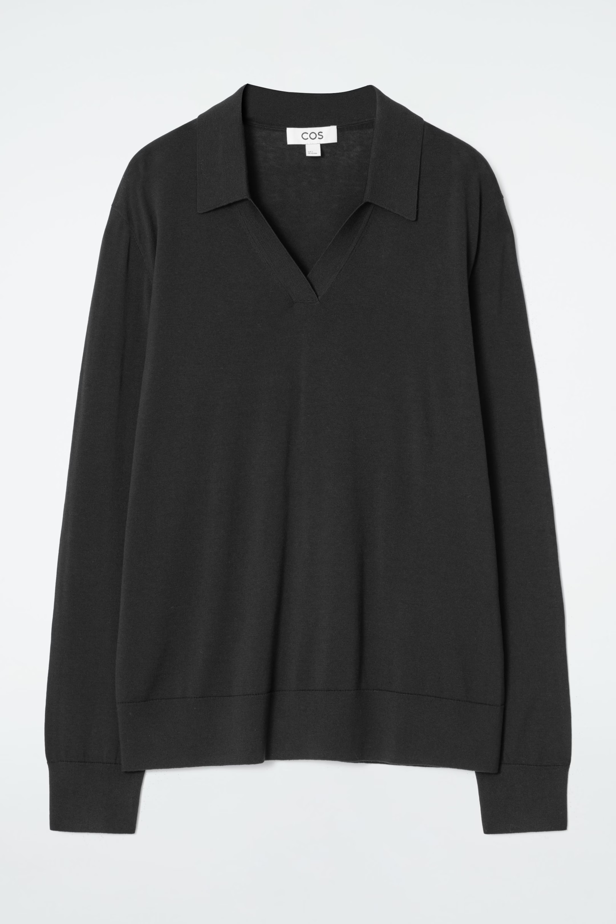 KNITTED SILK POLO SHIRT - BLACK | COS (EU)