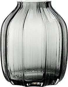Black Grey Glass Vase for Flowers,Dark Grey Bud Tall Glass Vases,H-8.0" Simple Striped Design for... | Amazon (US)
