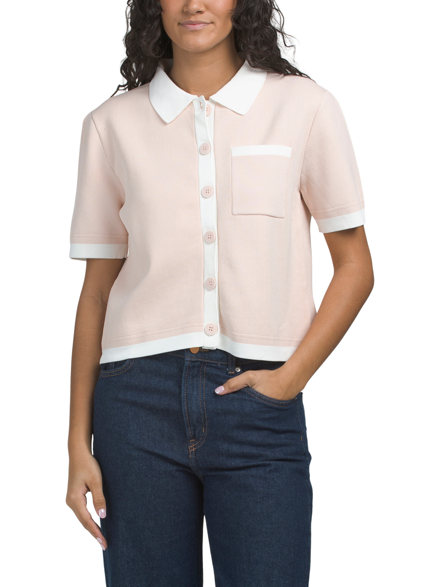 Elbow Sleeve Collar Button Down Cardigan | TJ Maxx