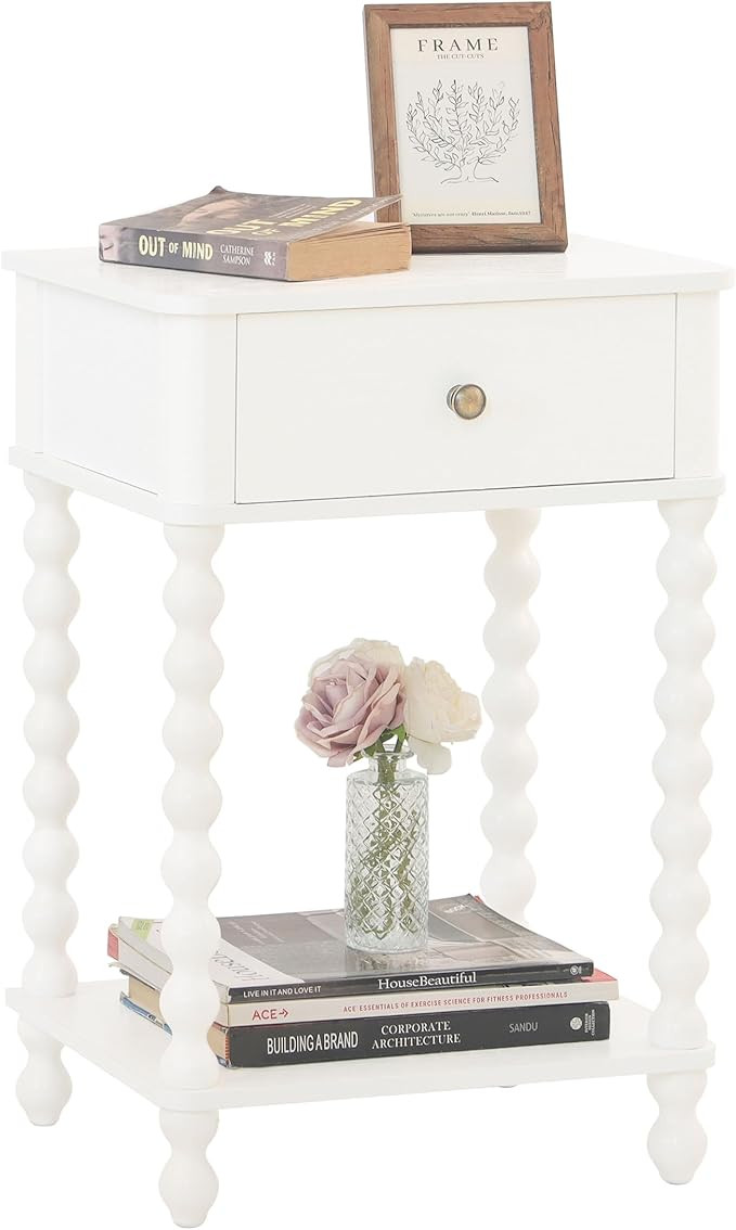 AWASEN White Nightstand, Small Side Table with Drawer for Living Room, Farmhouse End Bedside Tabl... | Amazon (US)