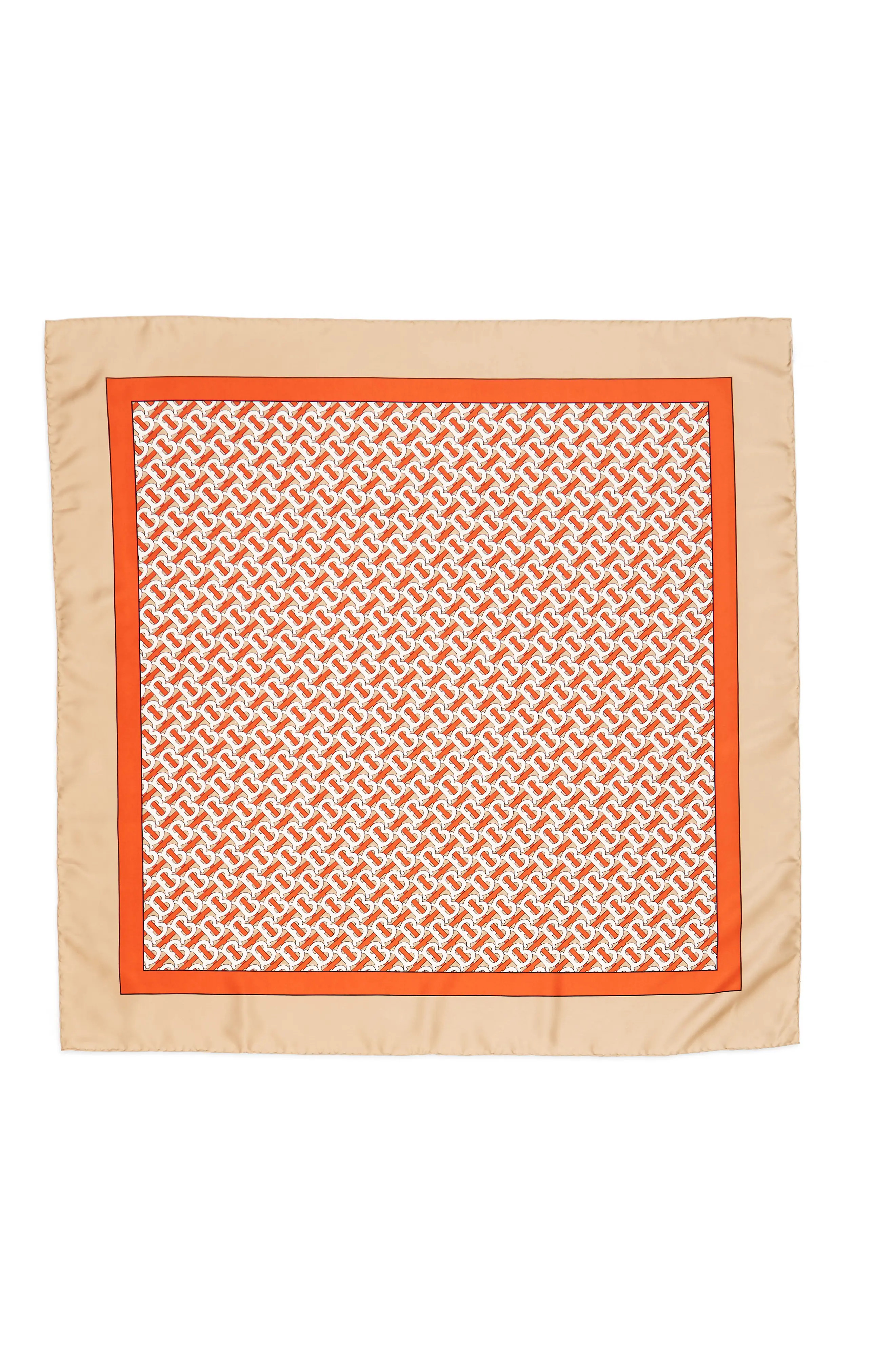 Burberry Monogrammed Square Silk Scarf in Vermillion at Nordstrom | Nordstrom