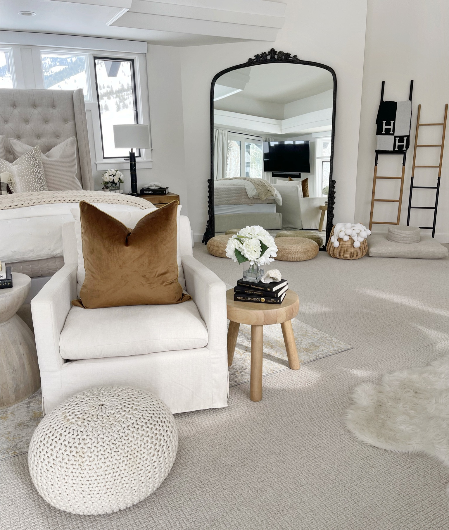H O M E \ bedroom decor details🤍🤎 links for swivel accent chairs, side table, pouf, pillows, floor mirror and more!

Amazon
Home
Target 

#LTKunder100 #LTKhome
