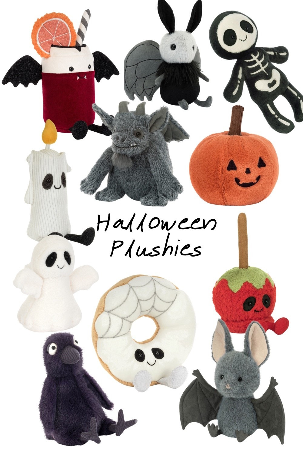 Halloween plushies for boo baskets, and they work as fall shelf decor too. The white ghost plush and the spiderweb donut are the two everyone wants. Also in here: a glow in the dark skeleton doll, an orange jack o lantern, a grey bat, a fuzzy moth, a gargoyle, a caramel apple with a face, a dark purple raven, a ghost candle, and a vampire drink cup with bat wings. Easy boo basket fillers for teens and kids, and good gifts for anyone who collects cute Halloween stuffed animals. Most are under $30.

#LTKSeasonal #LTKGiftGuide #LTKkids
#halloweenplushies #ghostplush #boobasketideas #spookyseason #halloweendecor