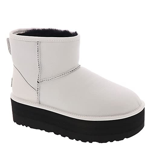 UGG Women's Classic Mini Platform Boot, Ultra Matte White, 8 | Amazon (US)