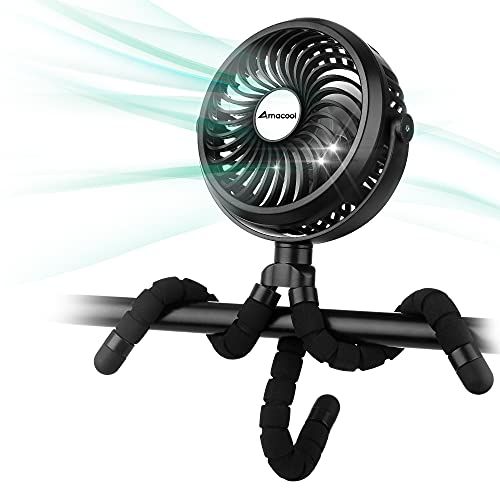 AMACOOL Battery Operated Stroller Fan Flexible Tripod Clip On Fan with 3 Speeds and Rotatable Han... | Amazon (US)