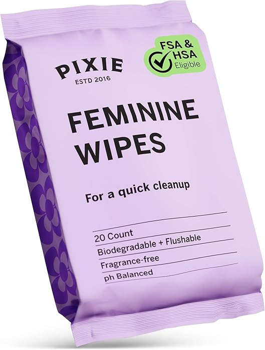 Pixie Feminine Wipes - On The Go Public Bathroom Wipes for Feminine Care - Safe On Period Cups & ... | Amazon (US)