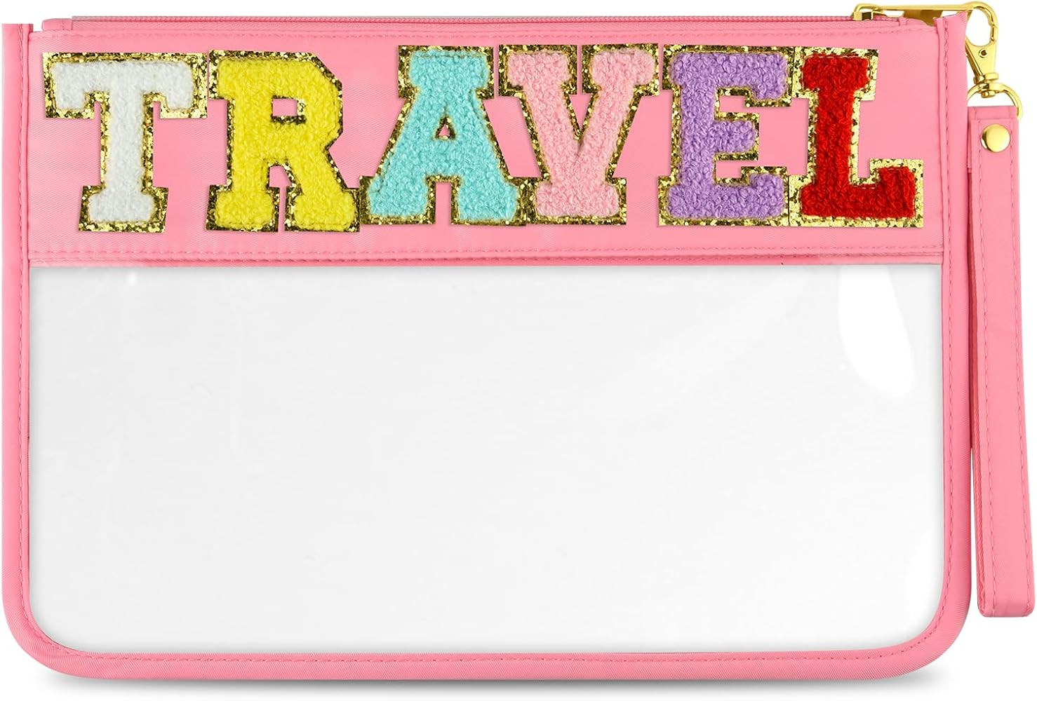 Morcheiong Chenille Letter Bag Cute Cosmetic Bag Clear Zipper Stuff Pouch Portable Multi-purpose ... | Amazon (US)