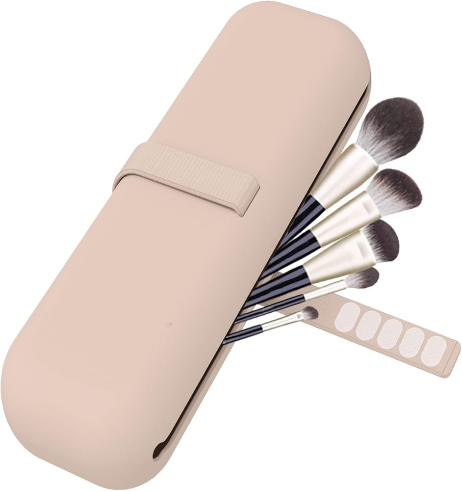 Frimon Travel Makeup Brush Holder, Strap Anti-fall Makeup Brush Organizer Case, Silicone Makeup B... | Amazon (US)