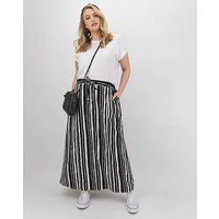 Petite Stripe Linen Mix Maxi Skirt | Simply Be (UK)