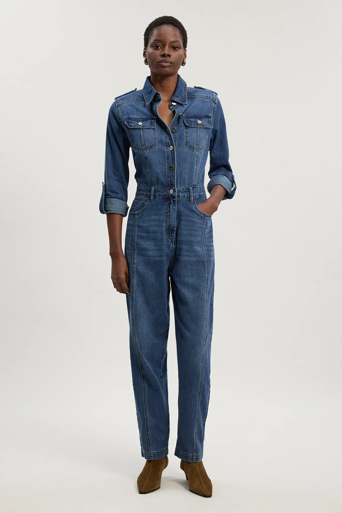 Denim Boiler Jumpsuit | Karen Millen