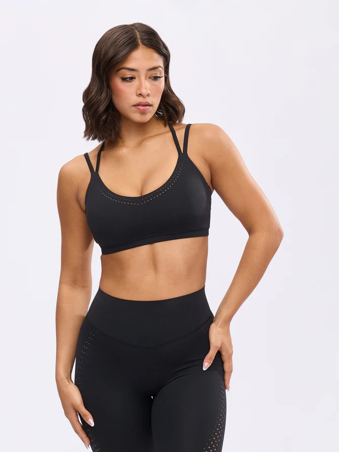 Airbrush Laser Sports Bra - Onyx Black | Buffbunny