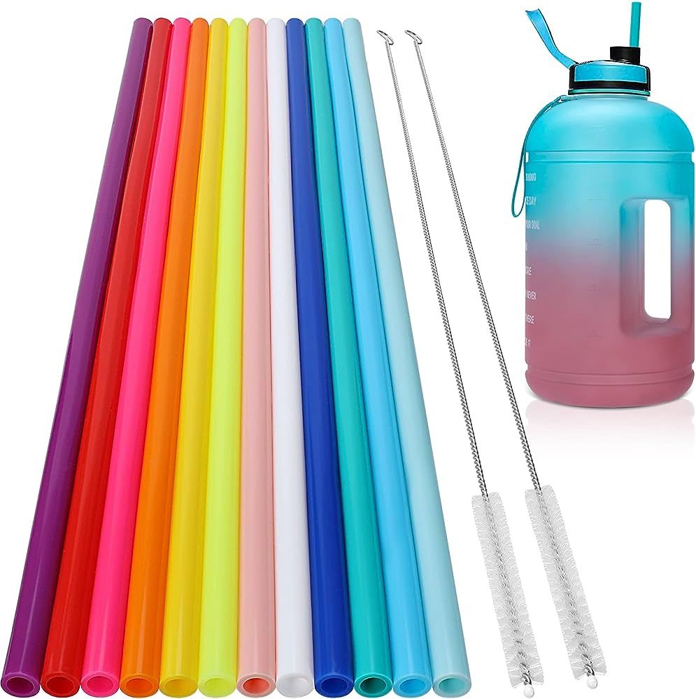 12 Pack, Extra Long 14.5 inch Reusable Silicone Straws for Large Water Bottle -Wine Bottle - 1 Ga... | Amazon (US)
