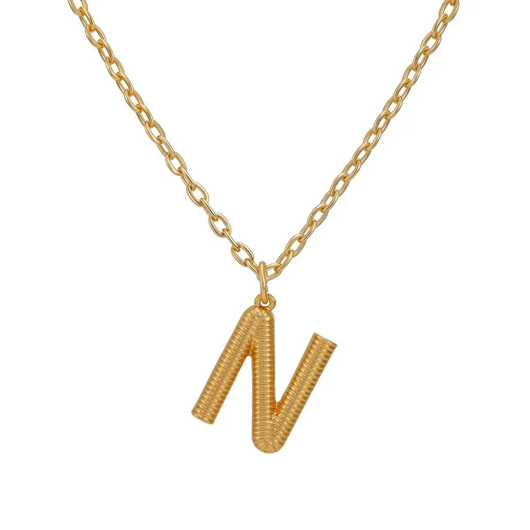Time and Tru Women's Goldtone Initial N Necklace with Giftable Pouch | Walmart (US)