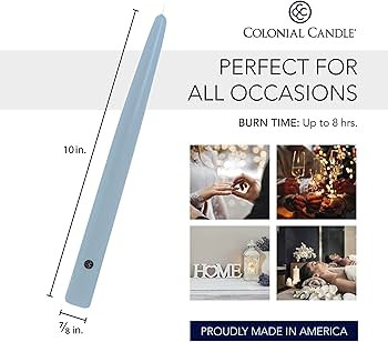 Colonial Candle Unscented Taper Candle, Handipt Collection, Wedgewood, 10 In, Pack of 12 - Up to ... | Amazon (US)