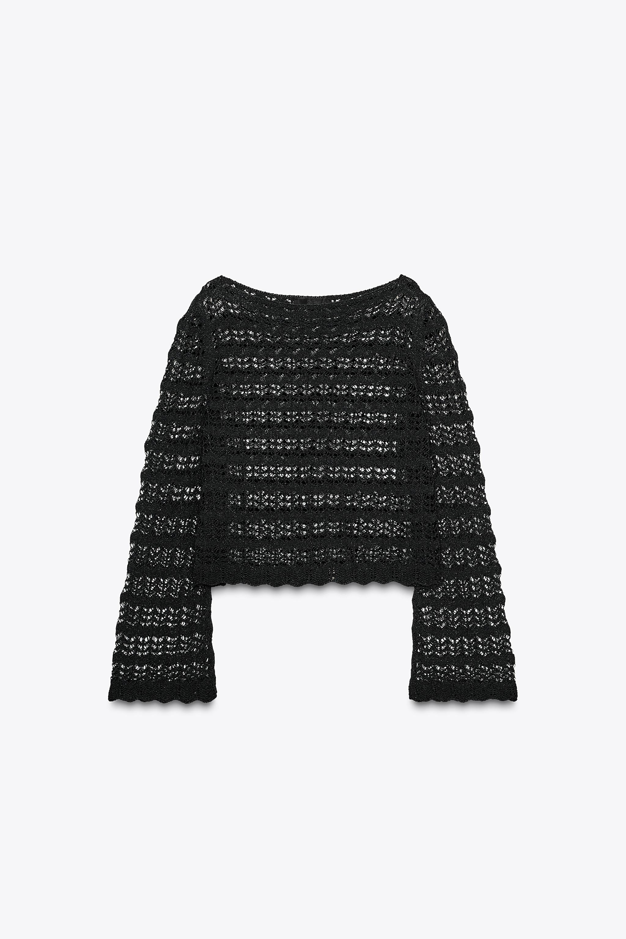 POINTELLE KNIT CROP SWEATER | Zara US
