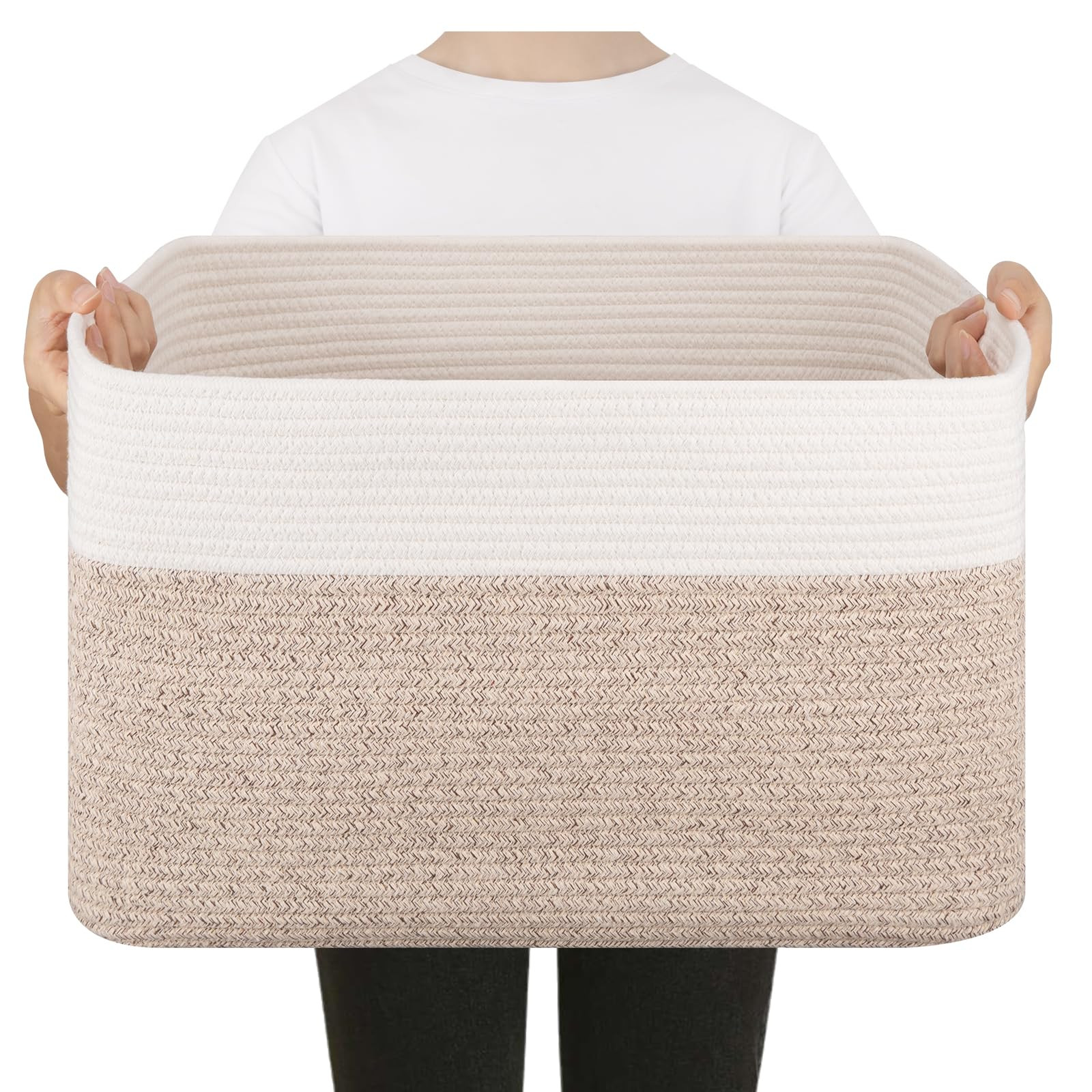 Blanket Basket, Toy Basket Bin for Kids, Cotton Rope Woven Storage Basket for Living Room, Nurser... | Amazon (US)