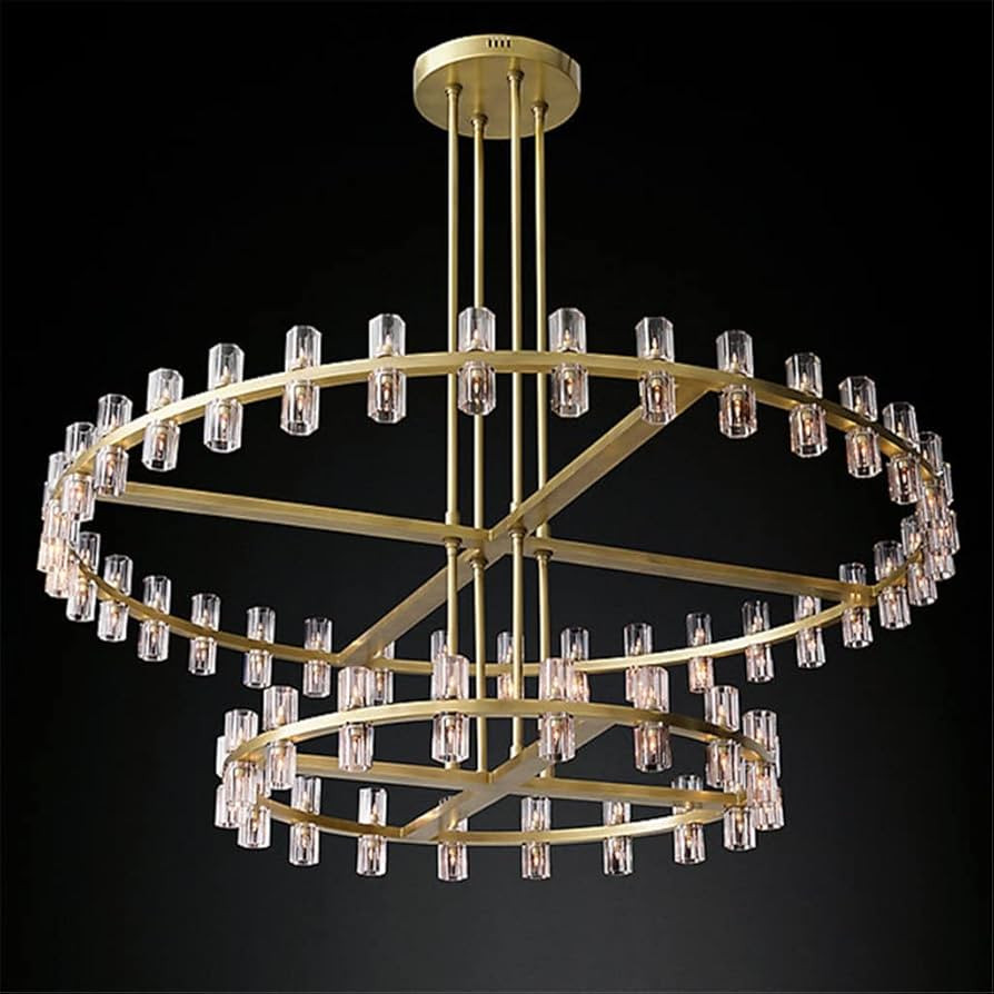 Machine Living Room G4 Led Chandelier Lustre K9 Crystal Chandelier Lighting Villa Gold Round Meta... | Amazon (US)
