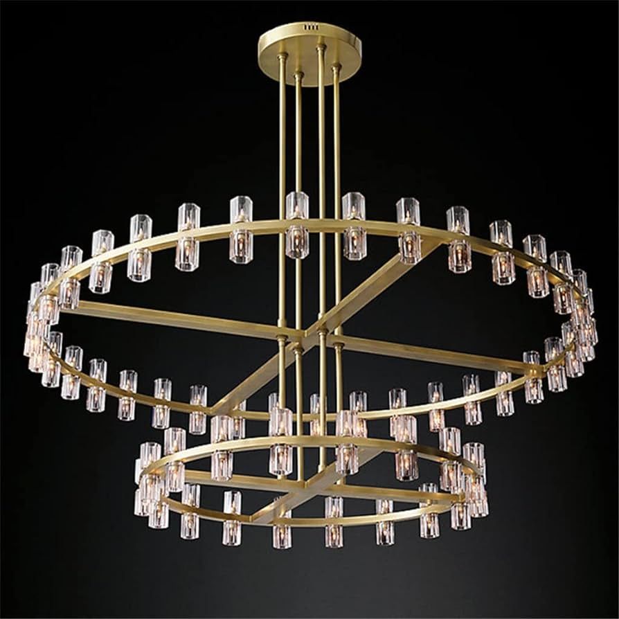 Machine Living Room G4 Led Chandelier Lustre K9 Crystal Chandelier Lighting Villa Gold Round Meta... | Amazon (US)
