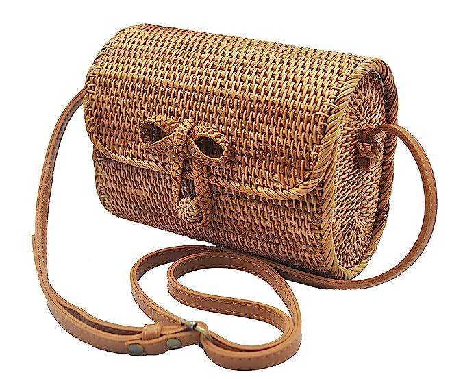 Rattan bags for women, rattan purse, round rattan bags, summer handbags for women, bamboo bags fo... | Amazon (US)