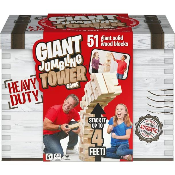 Giant Jumbling Tower Party Game with 51 Wood Blocks, for Families and Kids Ages 6 and up | Walmart (US)