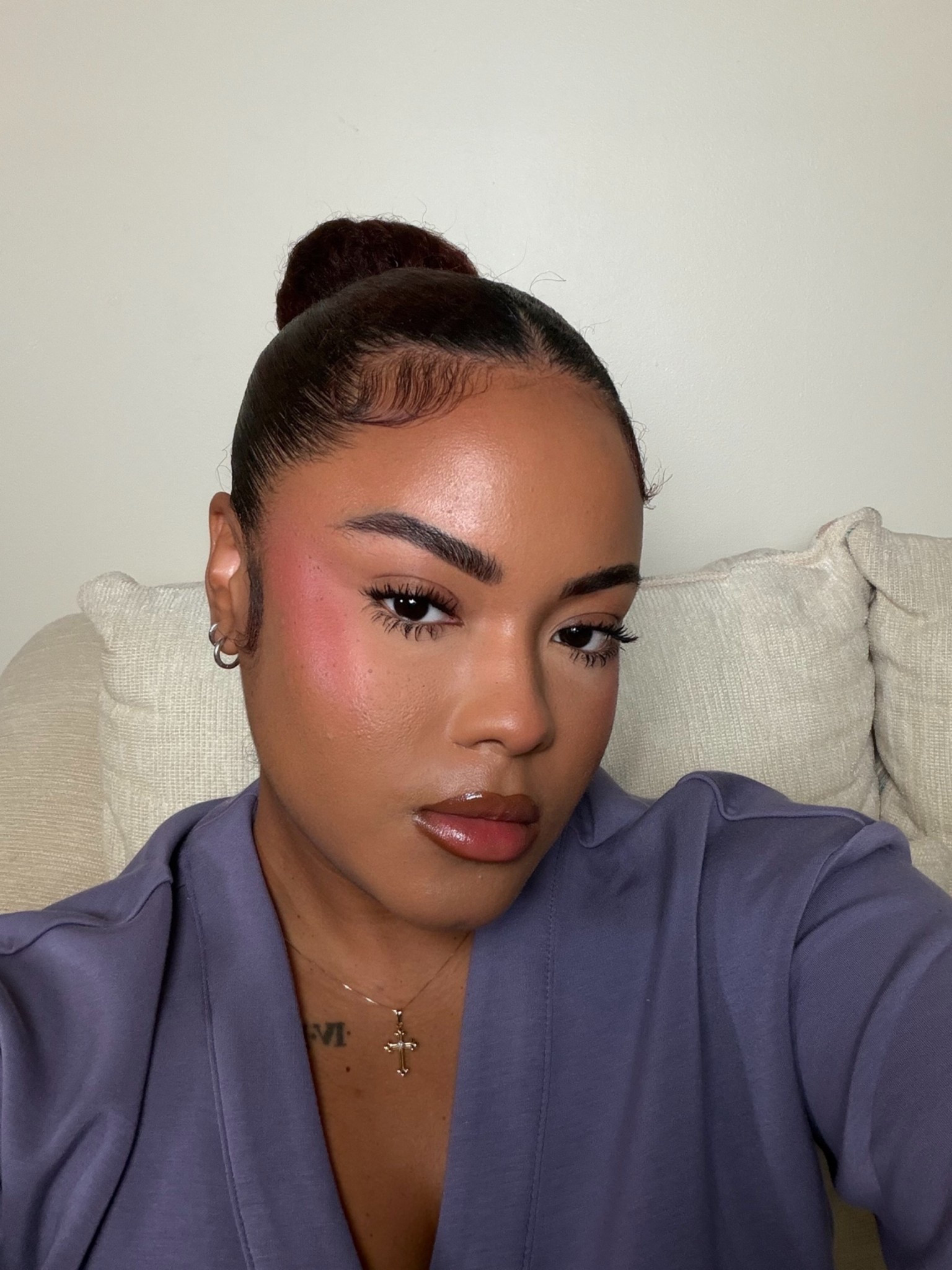 Mascara, blush & lip combo. 