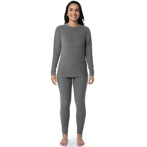 Fruit of the Loom Women's Stretch Fleece Lined Thermal Long Johns Underwear Set, Dark Grey, Medium | Amazon (US)