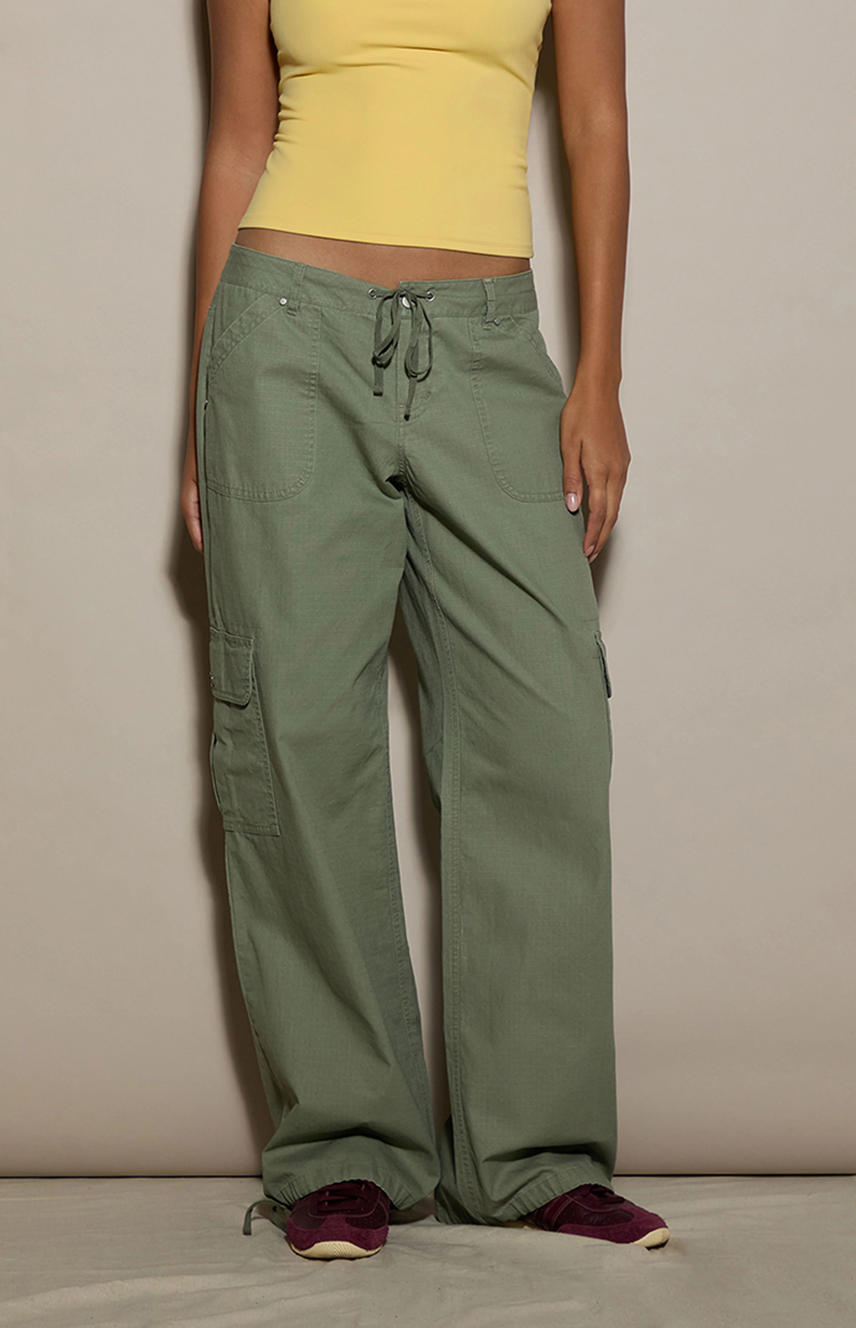 Pacsun Army Green Low Rise Straight Leg Cargo Pants | PacSun