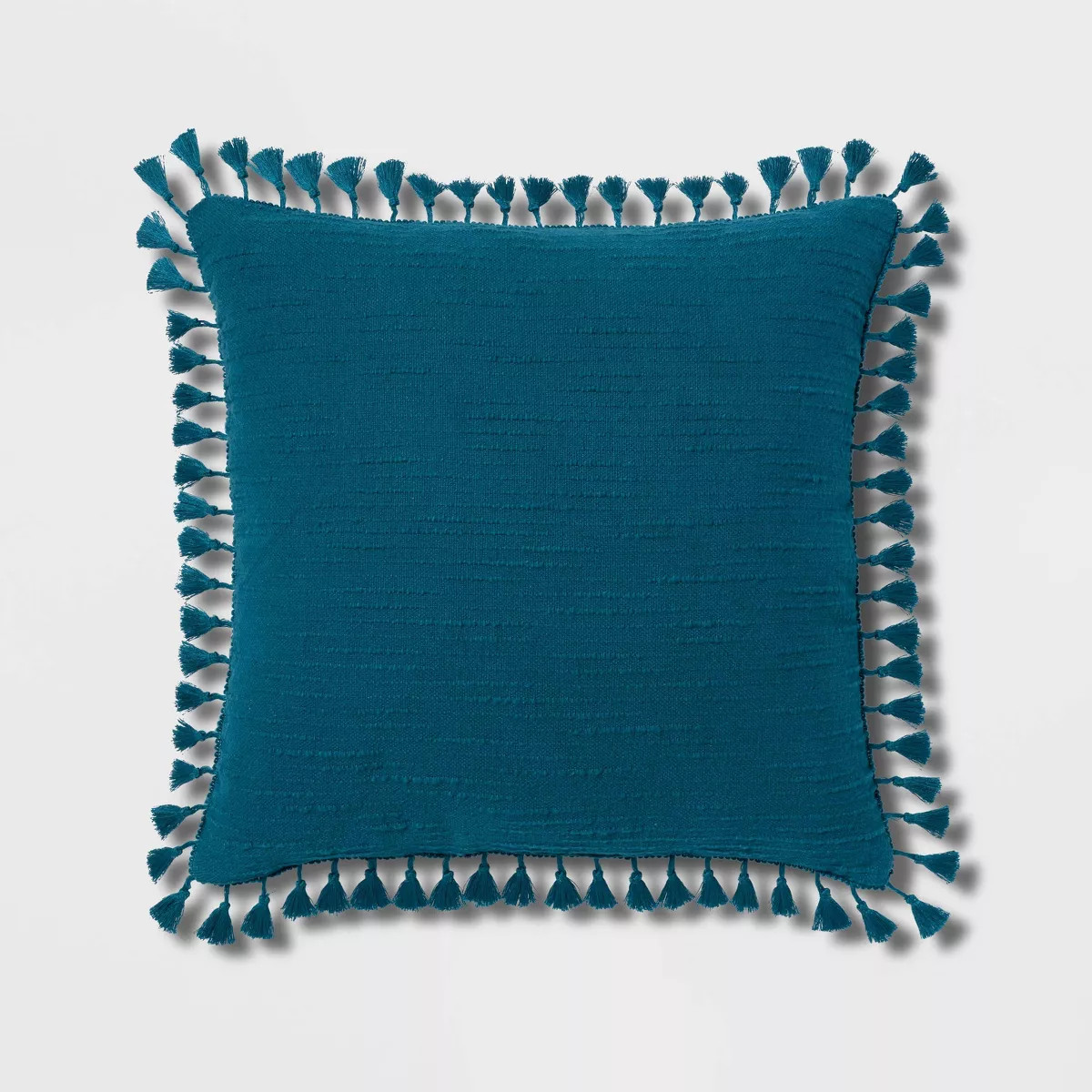 Euro Textured Slub Tassel Decorative Throw Pillow Light Teal Blue - Threshold™: Cotton Dobby, I... | Target