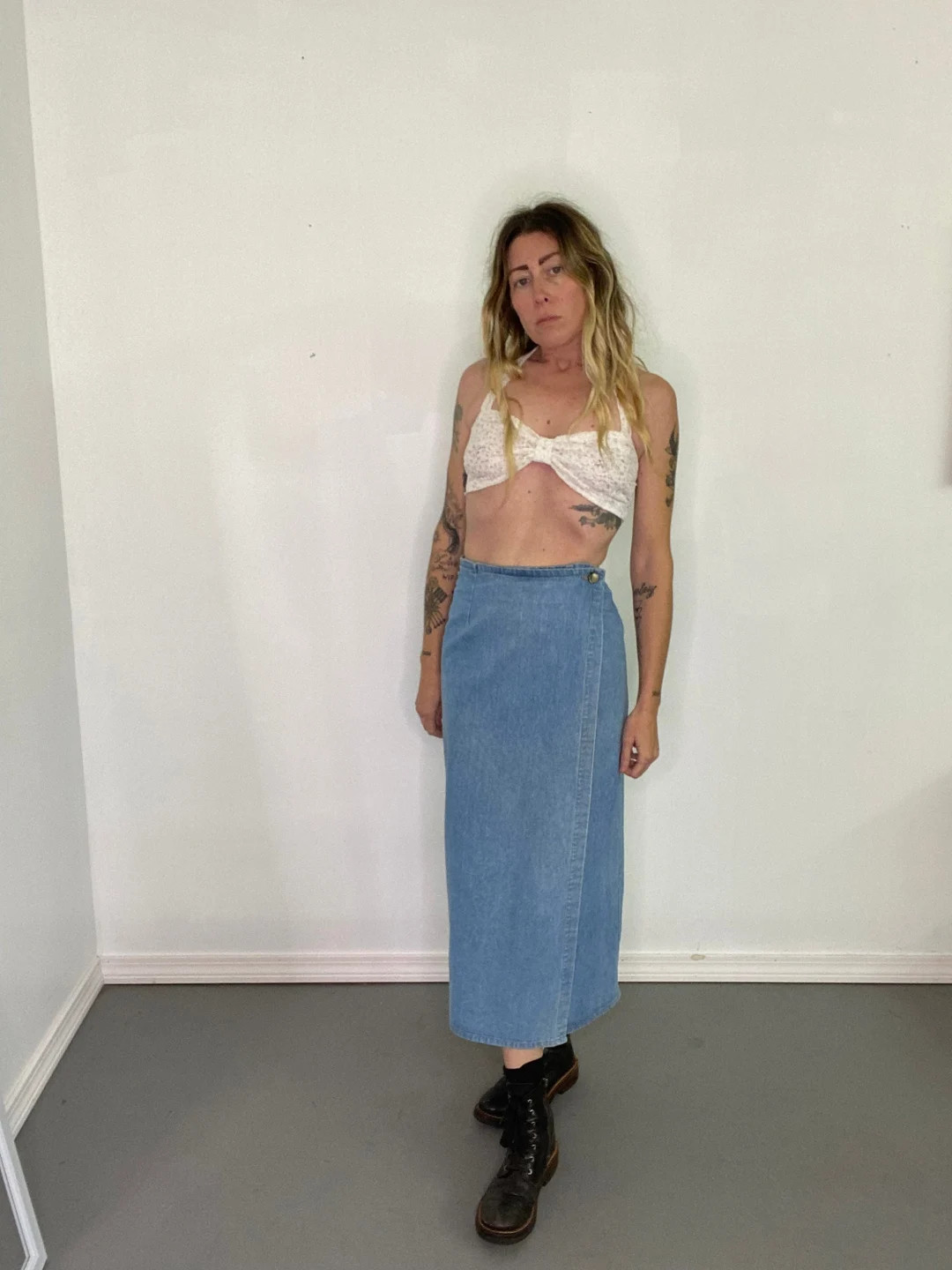 Vintage 1990s 90s Light Denim Denim Wrap Skirt Pencil - Etsy | Etsy (US)