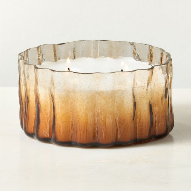 Flaire Fluted Amber Glass Unscented Candle Bowl 21.4oz | CB2