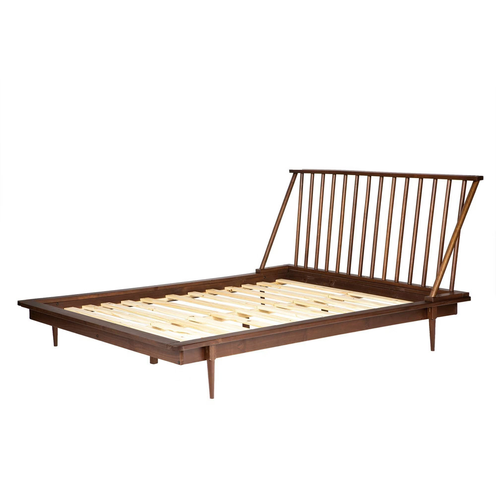 Queen Mid-Century Modern Solid Wood Spindle Bed Walnut - Saracina Home | Target