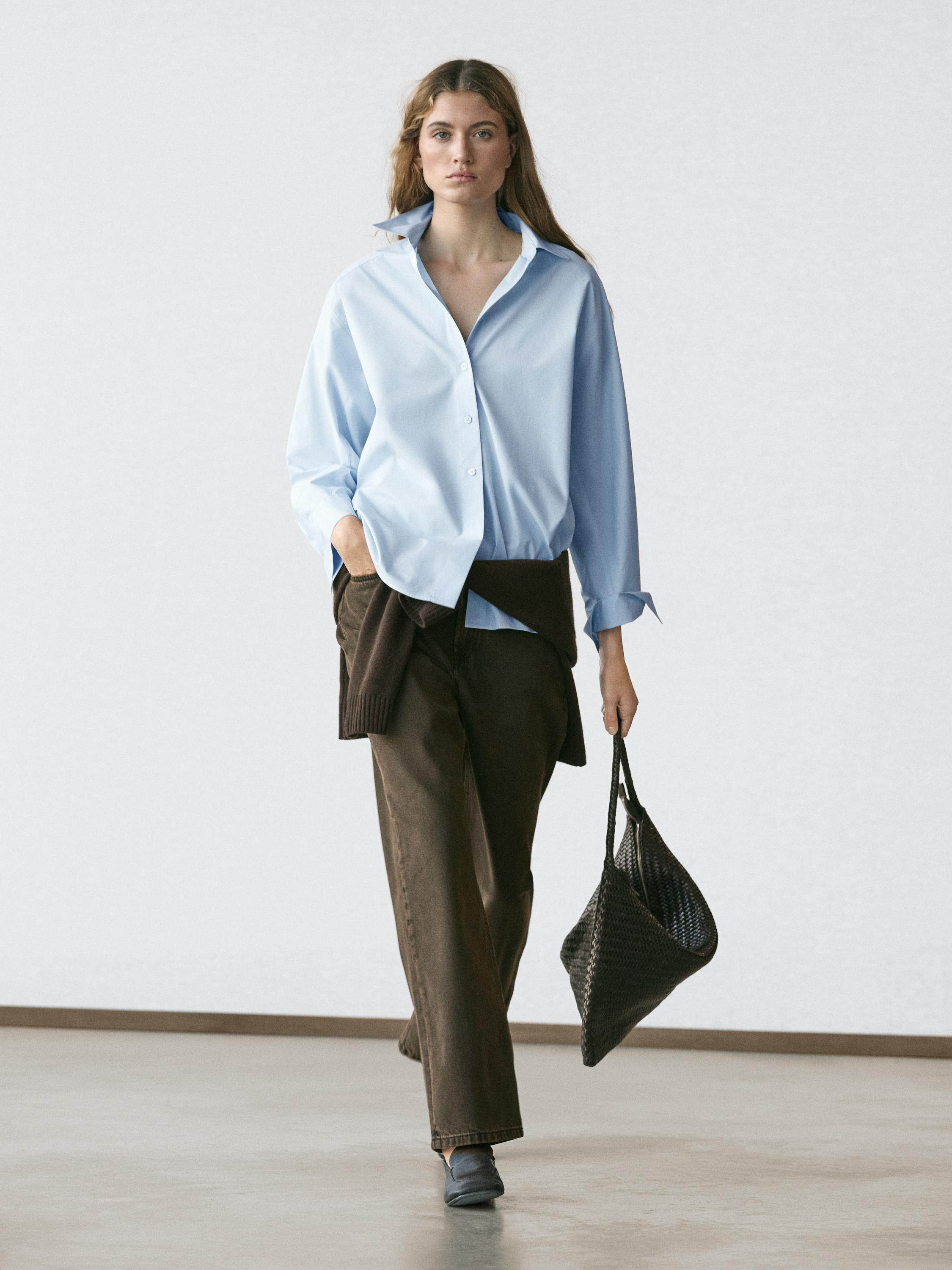 Raglan sleeve poplin shirt | Massimo Dutti UK