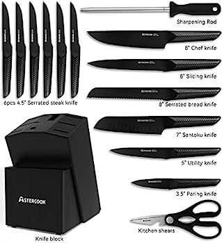 Knife Set, 15 Pieces Chef Knife Set with Block for Kitchen, German Stainless Steel Knife Block Se... | Amazon (US)